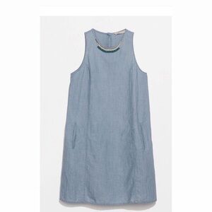 Zara Denim Blue Dress (Cotton Linen Blend)